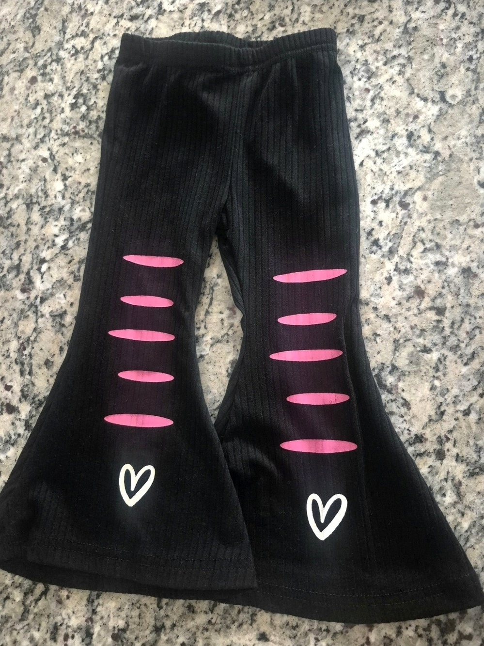 2XS Black Pants, Sparkle In Pink | Pink & White Heart Pants, Toddler Girls Kids